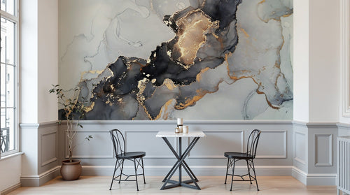 Design C0413 — Papier peint Marbre Noir et Or Luxe - Collection 2 — Novomur