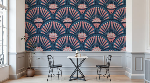 Design D0199 — Papier peint Art Déco Éventails et Or - Collection 2 — motif grand — Novomur
