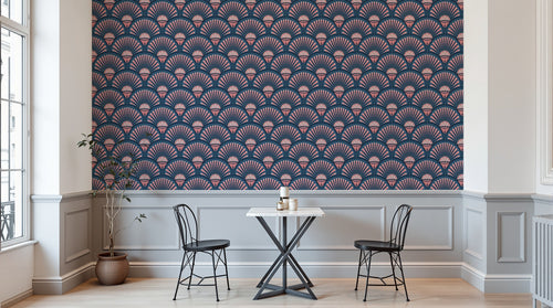 Design D0199 — Papier peint Art Déco Éventails et Or - Collection 2 — motif petit — Novomur
