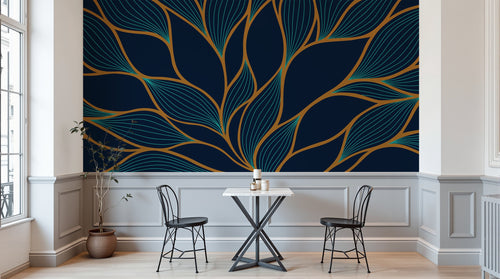 Design D0450 — Papier peint Art Déco Éventails et Or - Collection 1 — Novomur