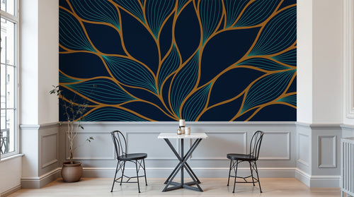 Design D0450 — Papier peint Art Déco Éventails et Or - Collection 1 — Novomur