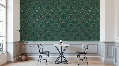 Design D0605 — Papier peint Art Déco Éventails et Or - Collection 2 — motif grand — Novomur