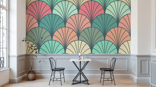 Design E0538 — Papier peint Art Déco Éventails et Or - Collection 2 — Novomur