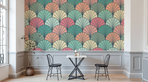 Design E0538 — Papier peint Art Déco Éventails et Or - Collection 2 — motif standard — Novomur