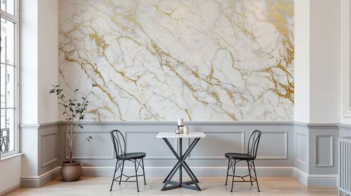 Design SK0136 — Papier peint Marbre Blanc Classique - Collection 2 — Novomur