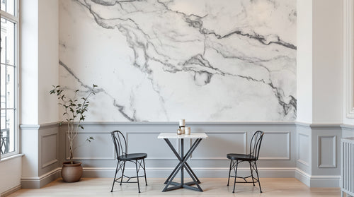 Design SK0271 — Papier peint Marbre Blanc Classique - Collection 2 — Novomur
