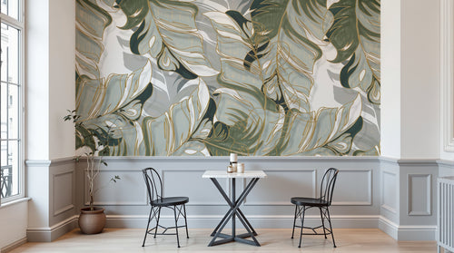 Design SK0995 — Papier peint Palmier Tropical Doré Luxe - Collection 1 — Novomur