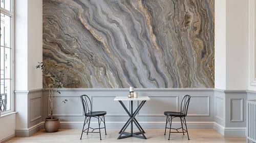 Design SL0254 — Papier peint Marbre onyx beige gris veines marron — Novomur