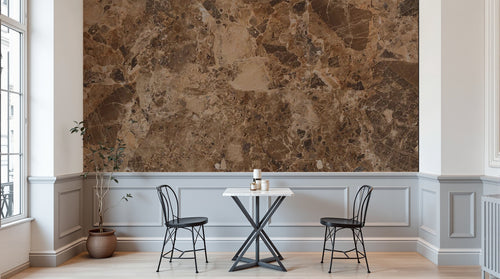 Design SL0383 — Papier peint Marbre Emperador marron veines — Novomur