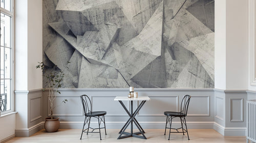 Design ZX0362 — Papier peint Beton 3D facette polygones gris — Novomur