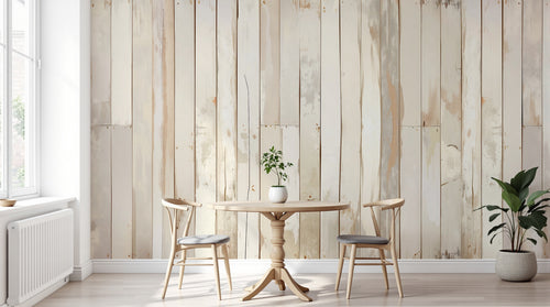 Design A0082 — Papier peint Bois Rustique Blanchi — Novomur