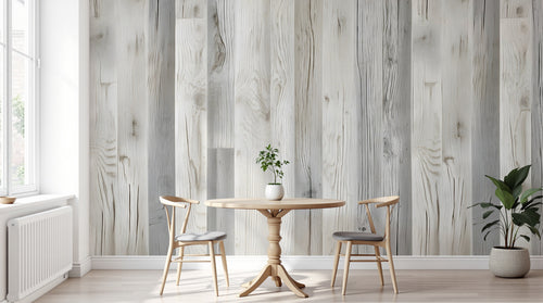 Design A0335 — Papier peint Bois Rustique Blanchi — Novomur