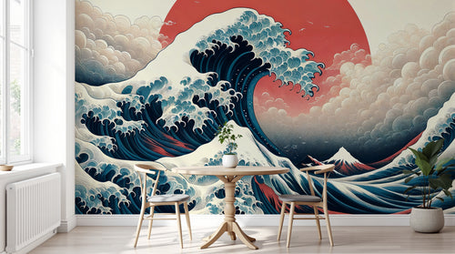 Design A0382 — Papier peint Mont Fuji et Hokusai — Novomur