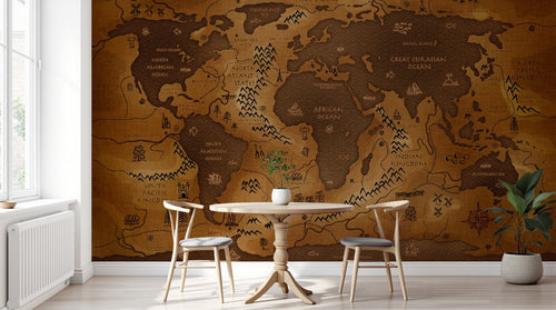 Design E0133 — Papier peint Carte du Monde — Novomur