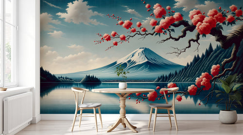 Design F0003 — Papier peint Mont Fuji et Hokusai — Novomur