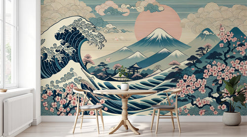 Design F0343 — Papier peint Mont Fuji et Hokusai — Novomur