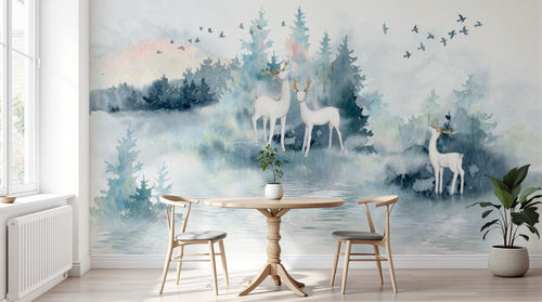 Design SL0343 — Papier peint Forêt Pins et Sapins - Collection 2 — Novomur