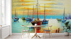 Design SL0622 — Papier peint Voiliers mer coucher soleil peinture — Novomur