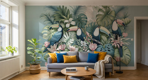 Design A0010 — Papier peint Palmier Tropical Vintage Sépia — Novomur
