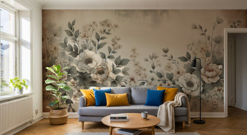 Design A0042 — Papier peint Floral Pivoines et Roses - Collection 1 — Novomur