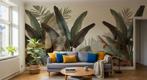 Design A0066 — Papier peint Palmier Tropical Vert - Collection 1 — Novomur