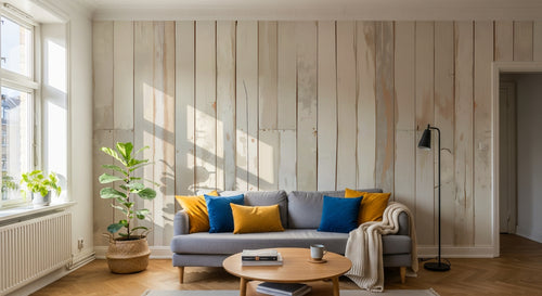 Design A0082 — Papier peint Bois Rustique Blanchi — Novomur
