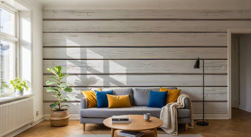 Design A0084 — Papier peint Bois Rustique Blanchi — Novomur