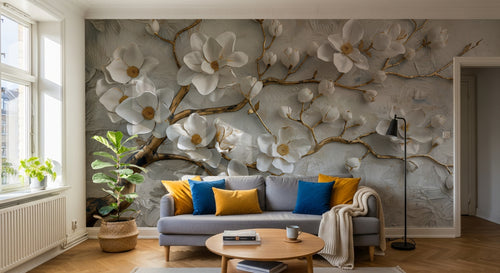 Design A0104 — Papier peint Floral Pivoines et Roses - Collection 1 — Novomur