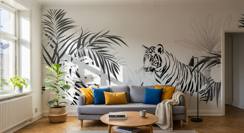 Design A0111 — Papier peint Jungle Enfant Tigre & Singes — Novomur