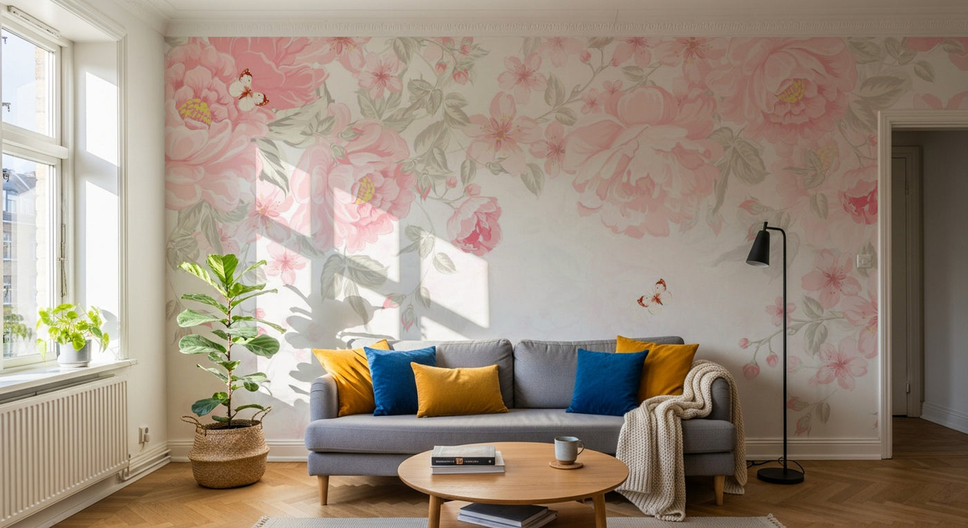 Papier peint Floral Ivoire - Sur mesure - Design A0134