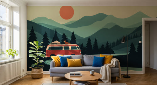 Design A0156 — Papier peint Paysage Montagne Minimaliste - Collection 2 — Novomur