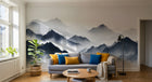 Design A0157 — Papier peint Asie Encre Noire Montagne — Novomur