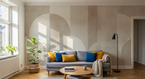 Design A0200 — Papier peint Art Abstrait Bauhaus Beige - Collection 1 — Novomur