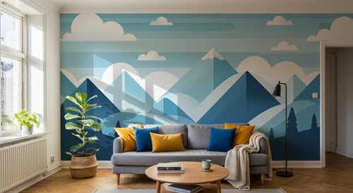Design A0232 — Papier peint Paysage Montagne Minimaliste - Collection 2 — Novomur