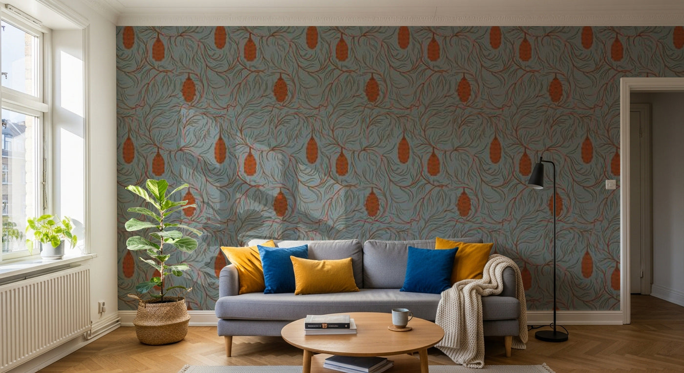 Papier peint Liberty Floral Anthracite - Sur mesure - Design A0245