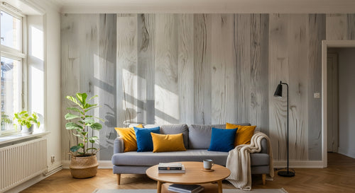 Design A0335 — Papier peint Bois Rustique Blanchi — Novomur