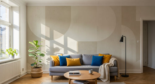 Design A0366 — Papier peint Art Abstrait Bauhaus Beige - Collection 2 — Novomur