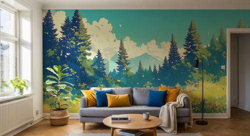 Design A0446 — Papier peint Forêt Pins et Sapins - Collection 2 — Novomur