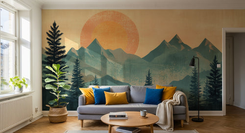 Design A0448 — Papier peint Paysage Montagne Minimaliste - Collection 1 — Novomur