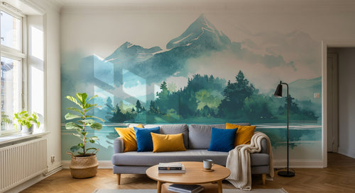Design A0525 — Papier peint Paysage Montagne Réaliste — Novomur