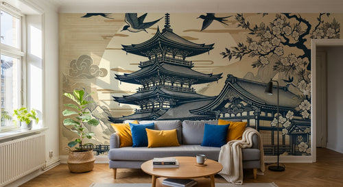 Design A0579 — Papier peint Mont Fuji et Hokusai — Novomur