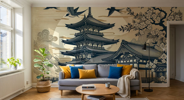 Papier peint Mont Fuji et Hokusai - Sur mesure