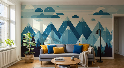 Design A0592 — Papier peint Paysage Montagne Minimaliste - Collection 2 — Novomur