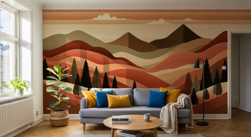 Design A0631 — Papier peint Paysage Montagne Minimaliste - Collection 1 — Novomur