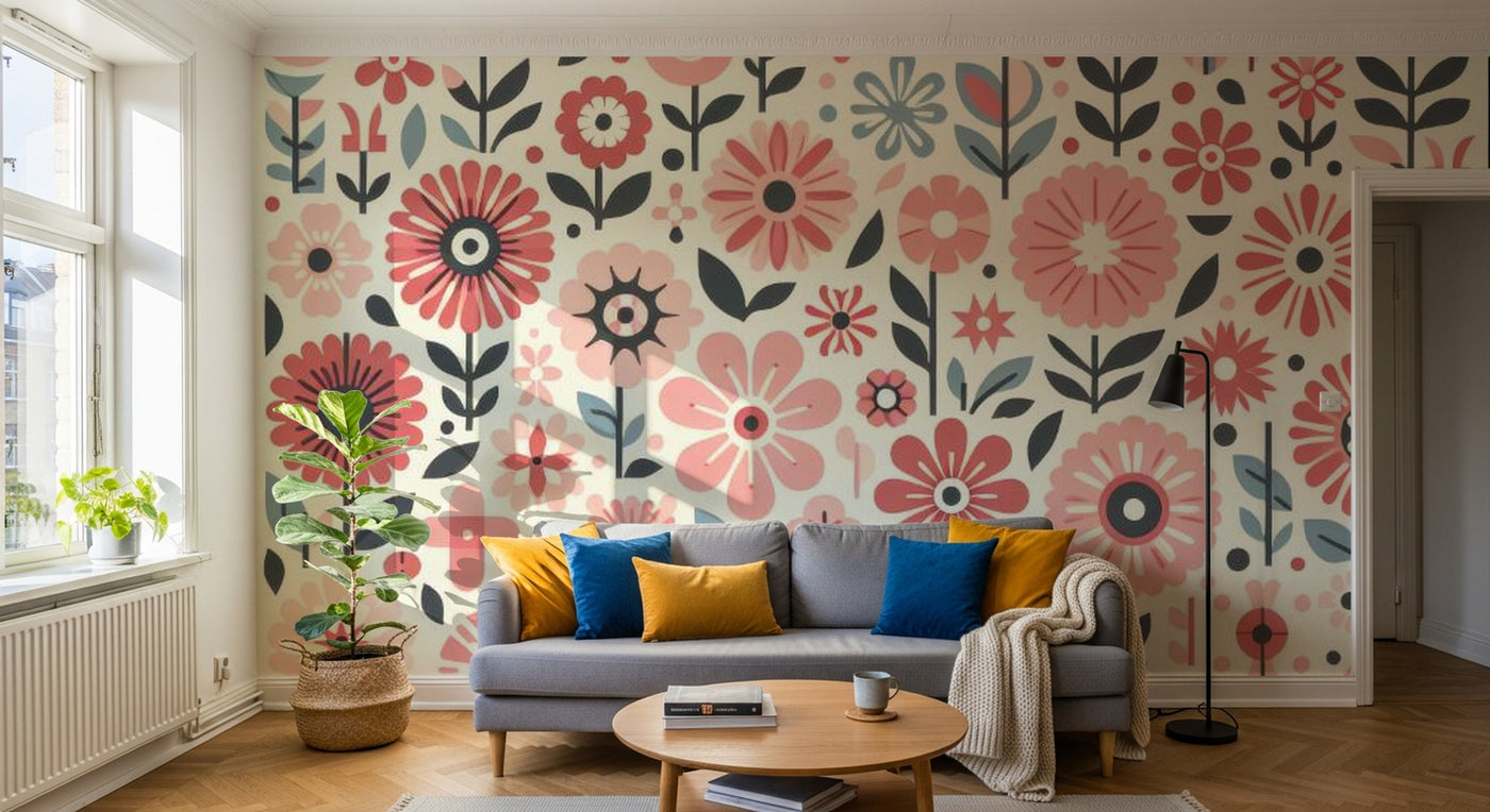 Papier peint Liberty Floral Anthracite - Sur mesure - Design A0759