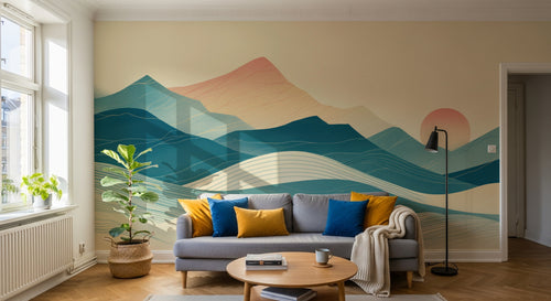 Design A0813 — Papier peint Paysage Montagne Minimaliste - Collection 1 — Novomur
