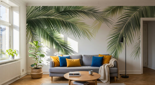 Design A0838 — Papier peint Palmier Tropical Vert - Collection 4 — Novomur