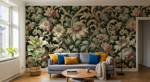 Papier peint Liberty Floral Anthracite - Sur mesure - Design A0864