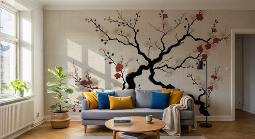 Design A0996 — Papier peint Cerisier Blanc et Prunier — Novomur