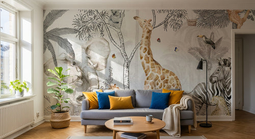 Design B003 — Papier peint Safari Savane Aquarelle - Collection 2 — Novomur